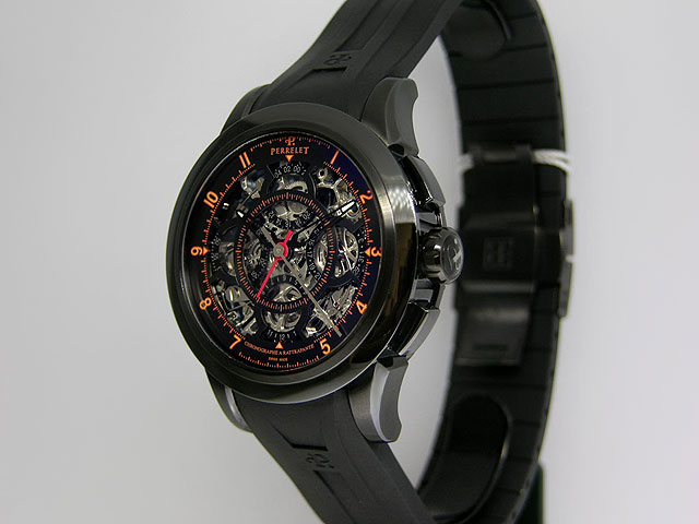   Second Chrono SS Black PVD Squeleton A1045 3 Orange $13,400 NIB  